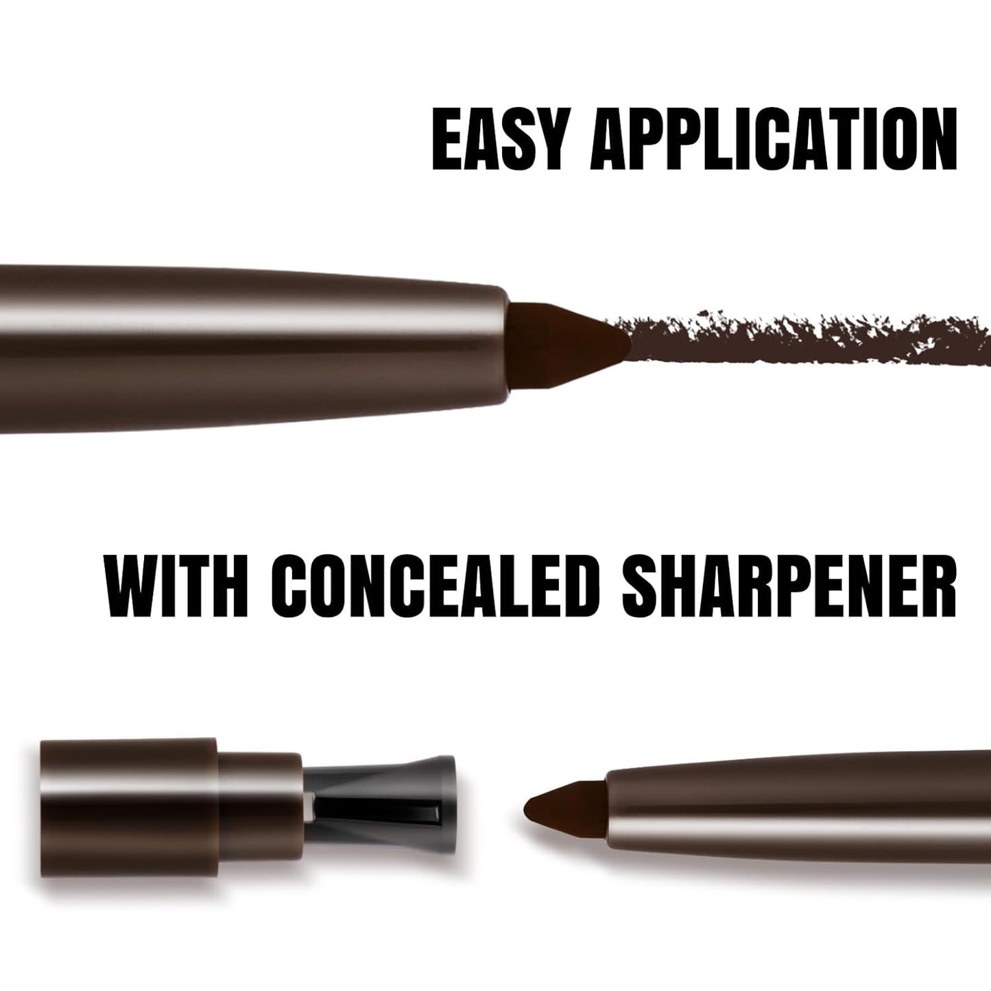 Mechanical Gel Eyeliner Pencil with a High-Pigment, Waterproof & Smudge-resistant, Glide Tip Eye Makeup with Up to 24HR Wear, Waterline Eye Liner with Built-in Sharpener (Dark brown)