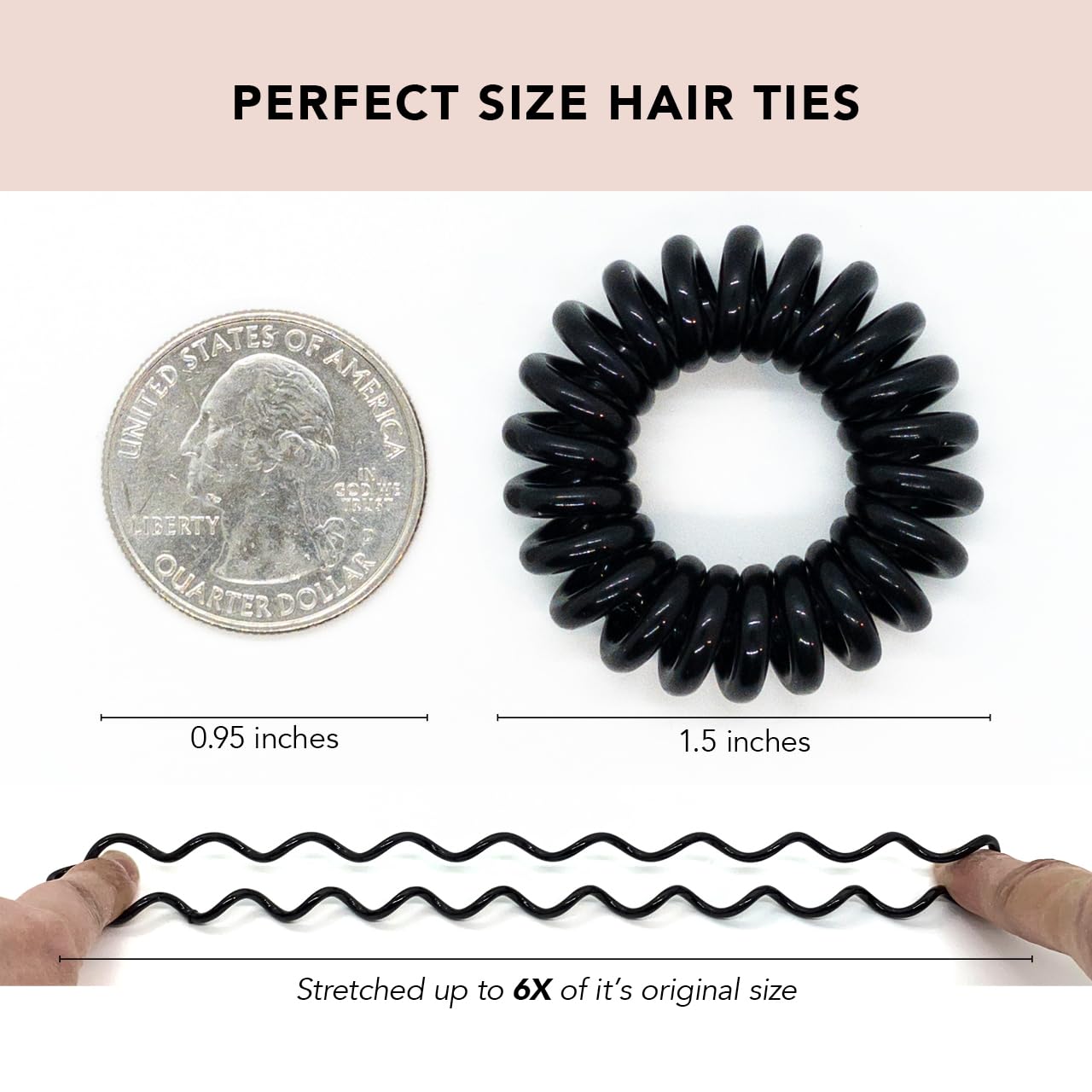 Kitsch Spiral Hair Ties for Women- Durable Hair Accessories- Brunette, 4pcs
