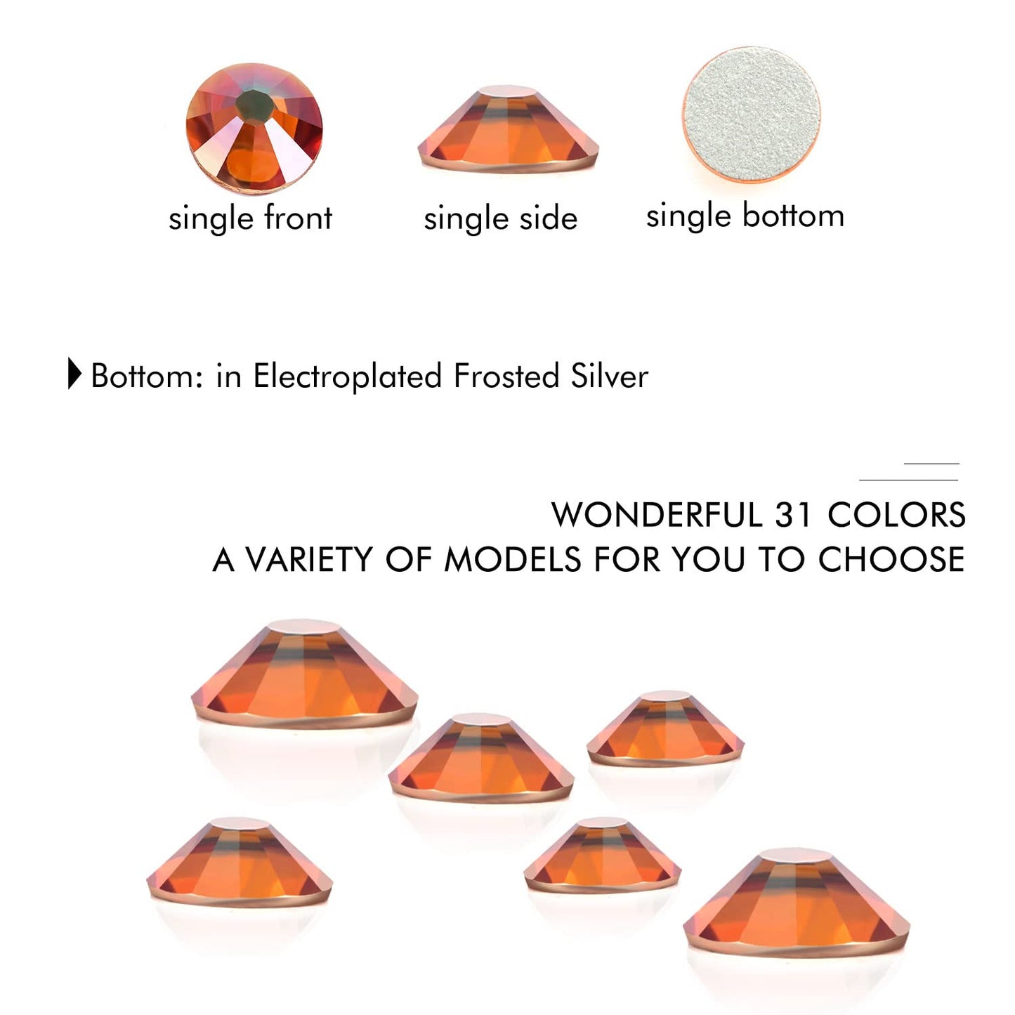 1440Pcs Amber Crystal Rhinestones,Glass Flatback Rhinestones Gemstones for Nail Face Makeup Art Crafts Clothes Decoration - (SS20,4.8mm, Amber)