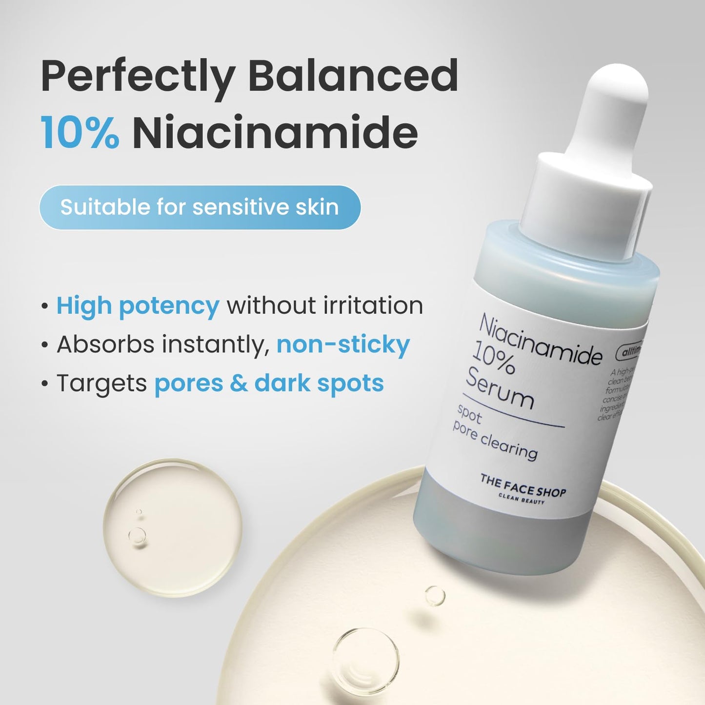The Face Shop Alltimate Niacinamide 10% Serum for Face with Caffeine & Peptide, Korean Skin Care