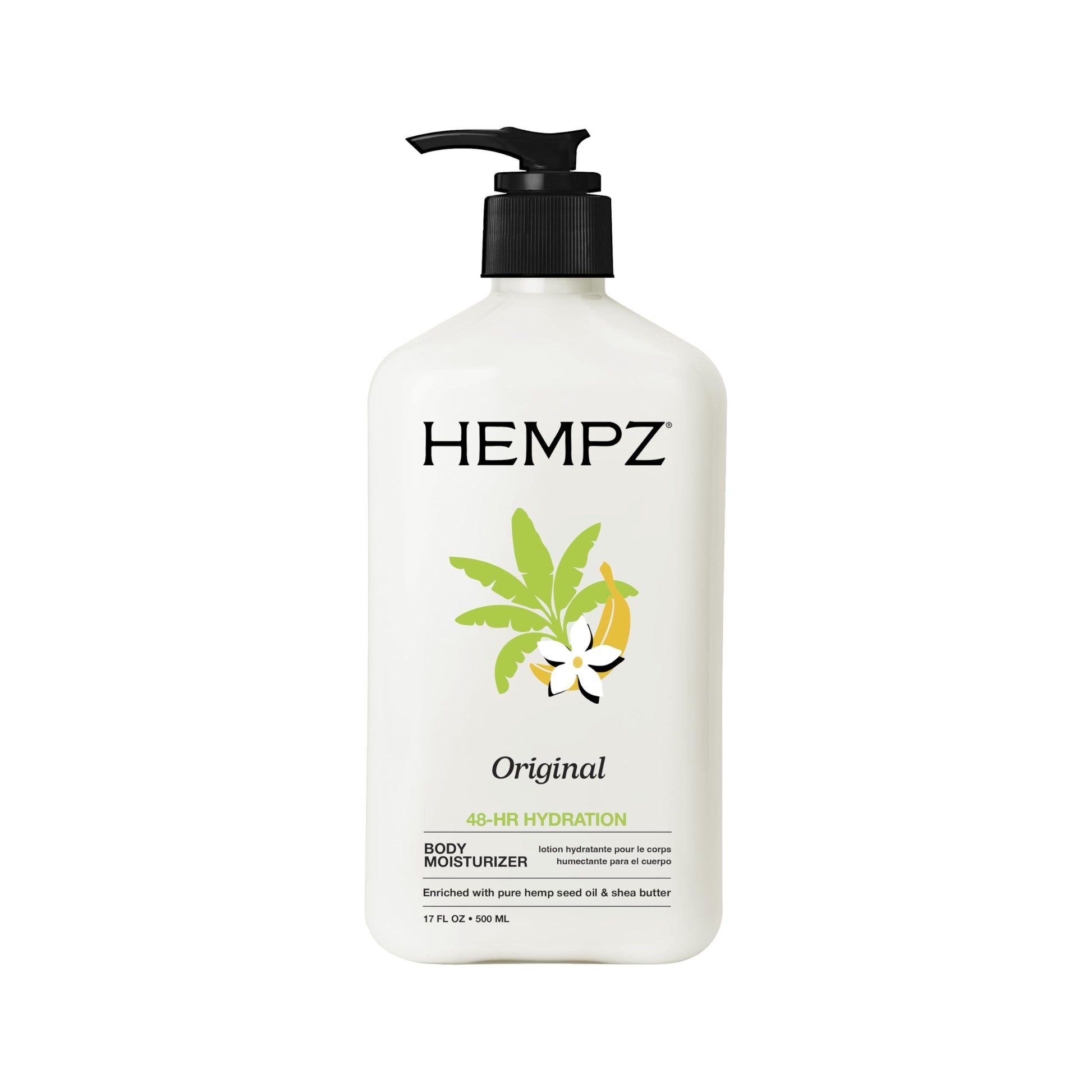 Hempz Body Moisturizer Original 17 Ounce Pump (500ml) (1 Pack)