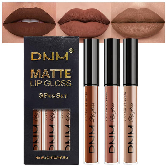 evpct 3Pcs Chocolate Red Brown Nude Matte Liquid Lipstick Lip Stain Sets for Women, Matte Lipstick Long Lasting Waterproof Permanent 24 Hours original, Magic Lip Sticks Pack for Halloween Daily Makeup