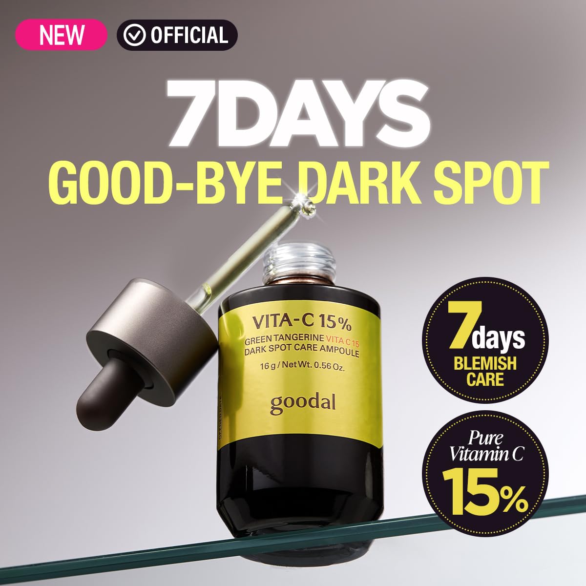 GOODAL Green Tangerine Vita C 15 Ampoule, Korean Skin Care, Vitamin C Serum, Hydrating Daily Facial