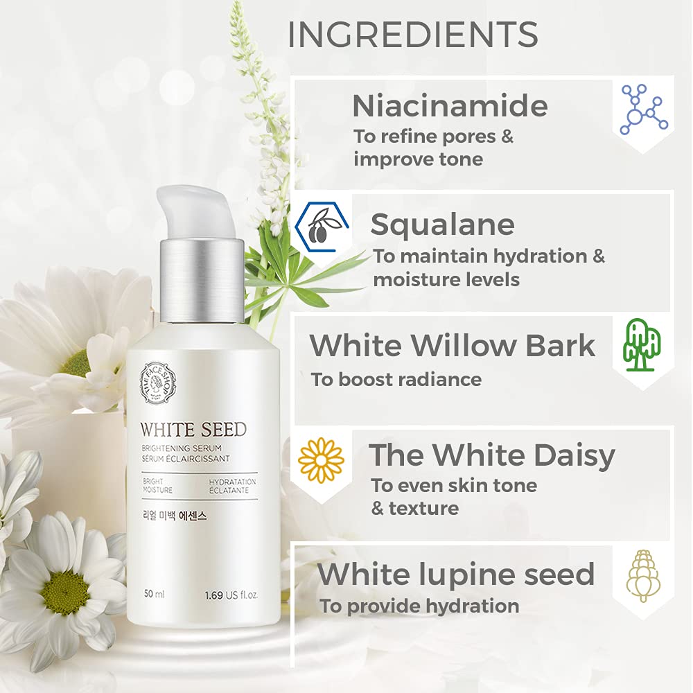 The Face Shop Whiteseed Brightening Serum | Deep Skin Brightening, Boost Moisturization & Pore