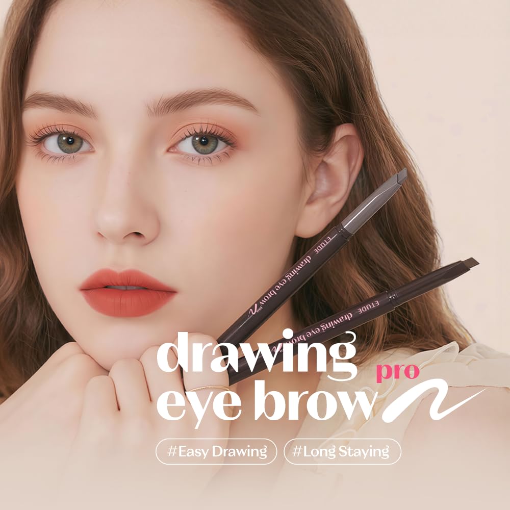 ETUDE Drawing Eye Brow Pro (Light Brown) Eyebrow Pencil for women, Microblading, Long Lasting, Soft
