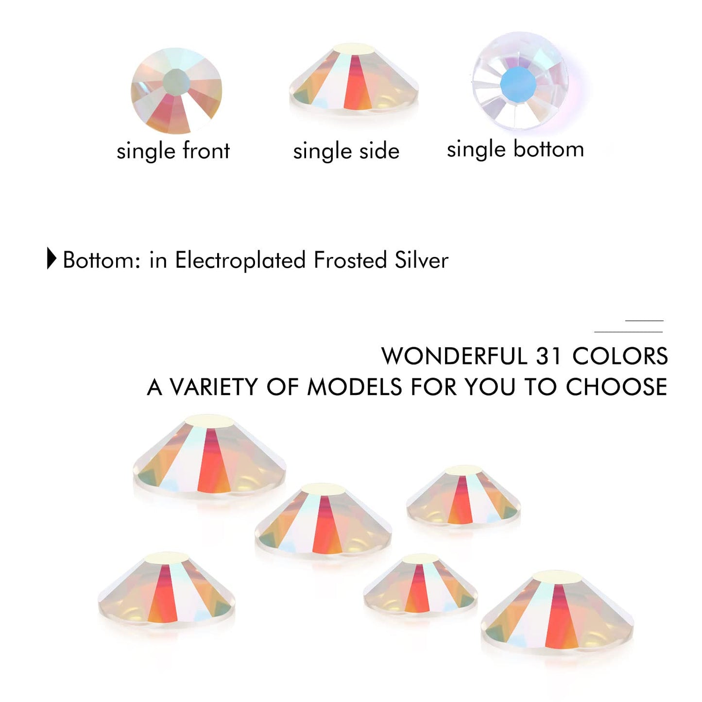 1440Pcs Transparent AB Crystal Rhinestones,Glass Flatback Rhinestones Gemstones for Nail Face Makeup Art Crafts Clothes Decoration -(SS20,4.8mm,Transparent AB)