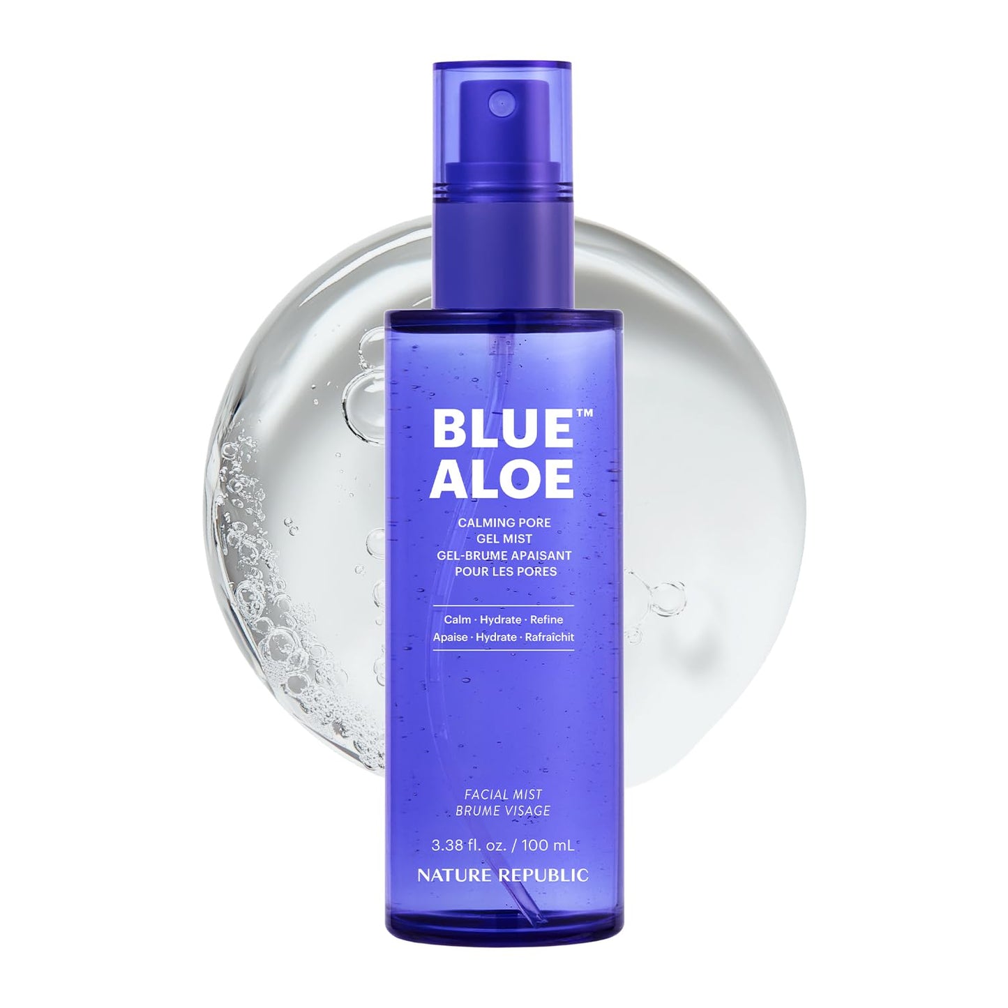 Nature Republic Blue Aloe Calming Pore Gel Mist | Cooling & Soothing Spray Serum, Deep Hydration