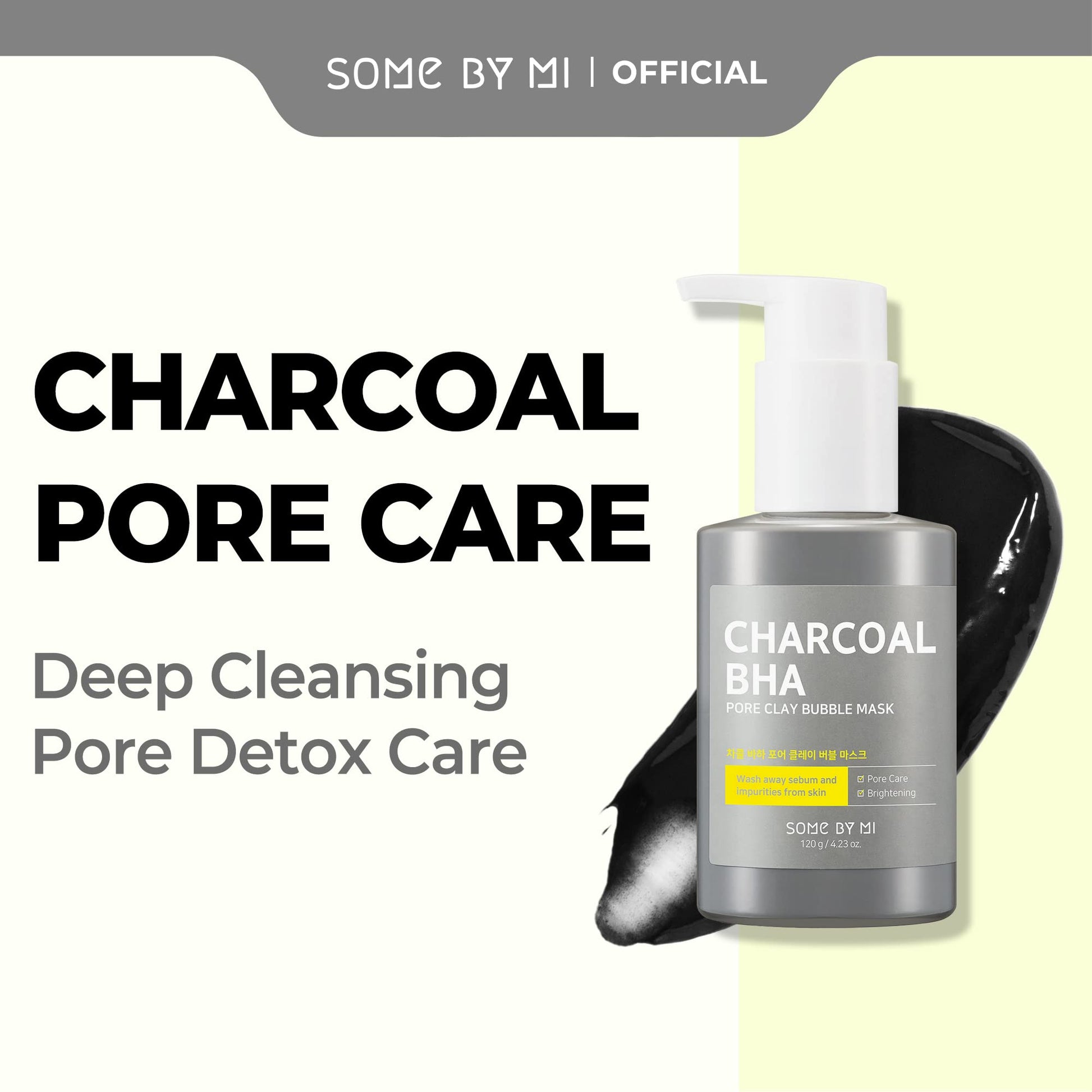 SOME BY MI Charcoal BHA Pore Clay Bubble Mask – 4.23oz, 120g – Korean Exfoliating Face Wash &