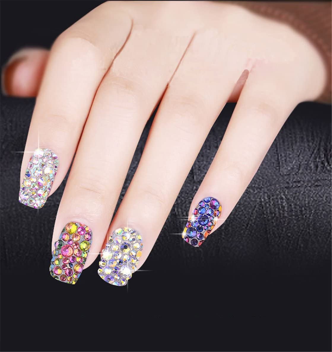 3000 Pieces SS6 2mm Flatback Rhinestones AB Clear Round Gems Crystals for Nail Art DIY Crafts Clothes Shoes Bags （Transparent Light Sapphire AB）