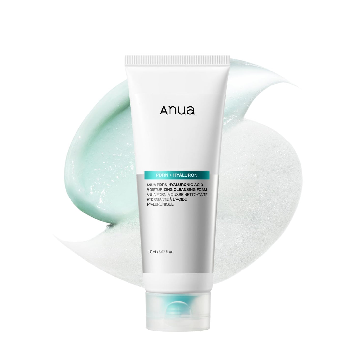 Anua PDRN Hyaluronic Acid Moisturizing Cleansing Foam, Daily Gentle Face Wash for Dry Skin, Salmon