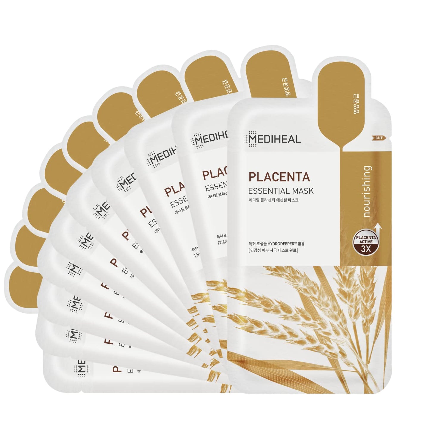 Mediheal Best Korean Sheet Mask - Placenta Essential Face Mask 10 Sheets For Anti-aging, Korean