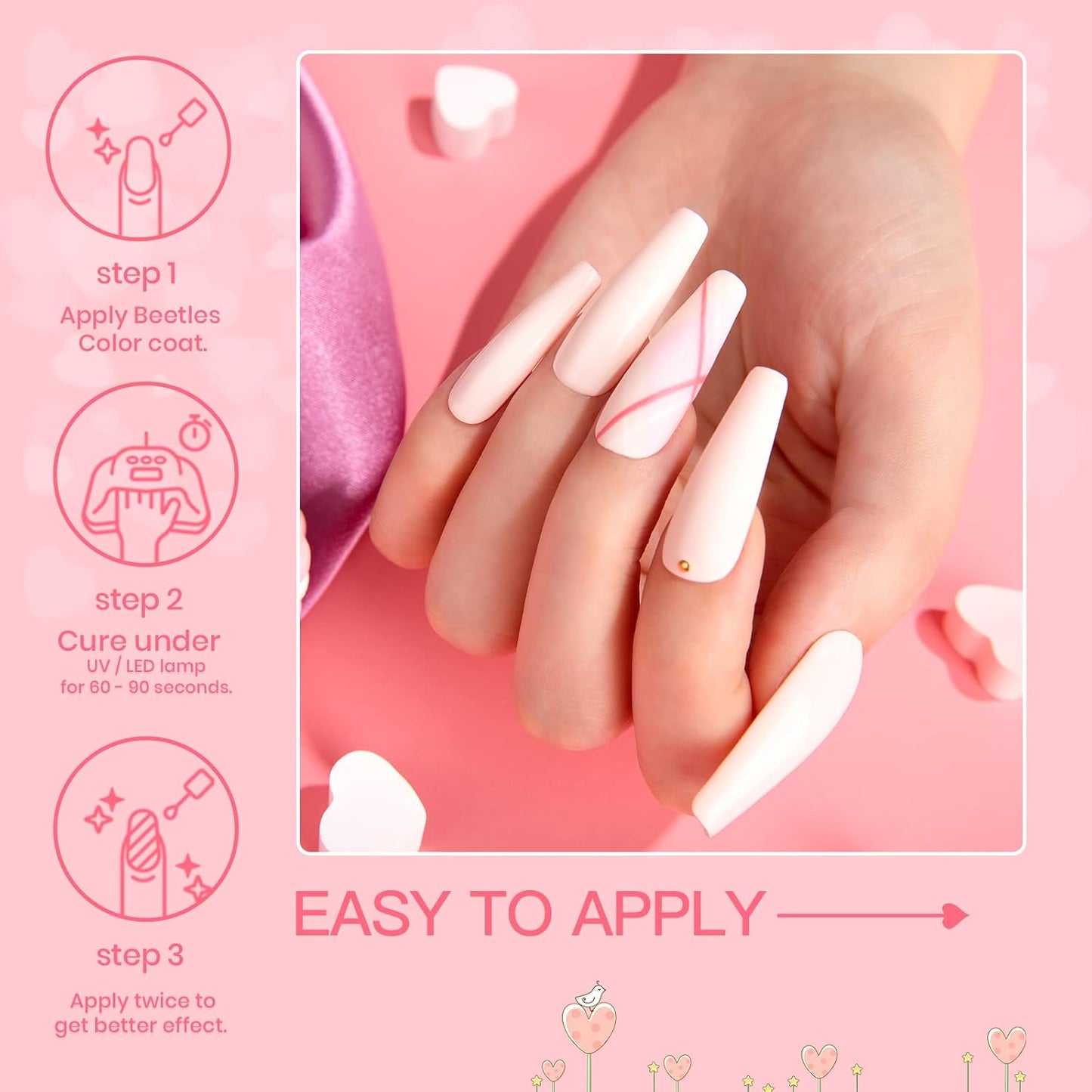 Beetles Pink Gel Nail Polish Nude Pink Rose Red Milky White Gel Polish Set Sweetheart Candies Collection Soak Off UV LED Gifts for Mom