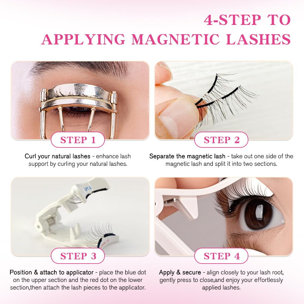 VEYESBEAUTY Magnetic Eyelashes with Applicator Reusable Magnetic Lashes Natural Look No Glue Needed False Eyelashes, AnimeWink Lashes Kit Easy to Wear and Remove