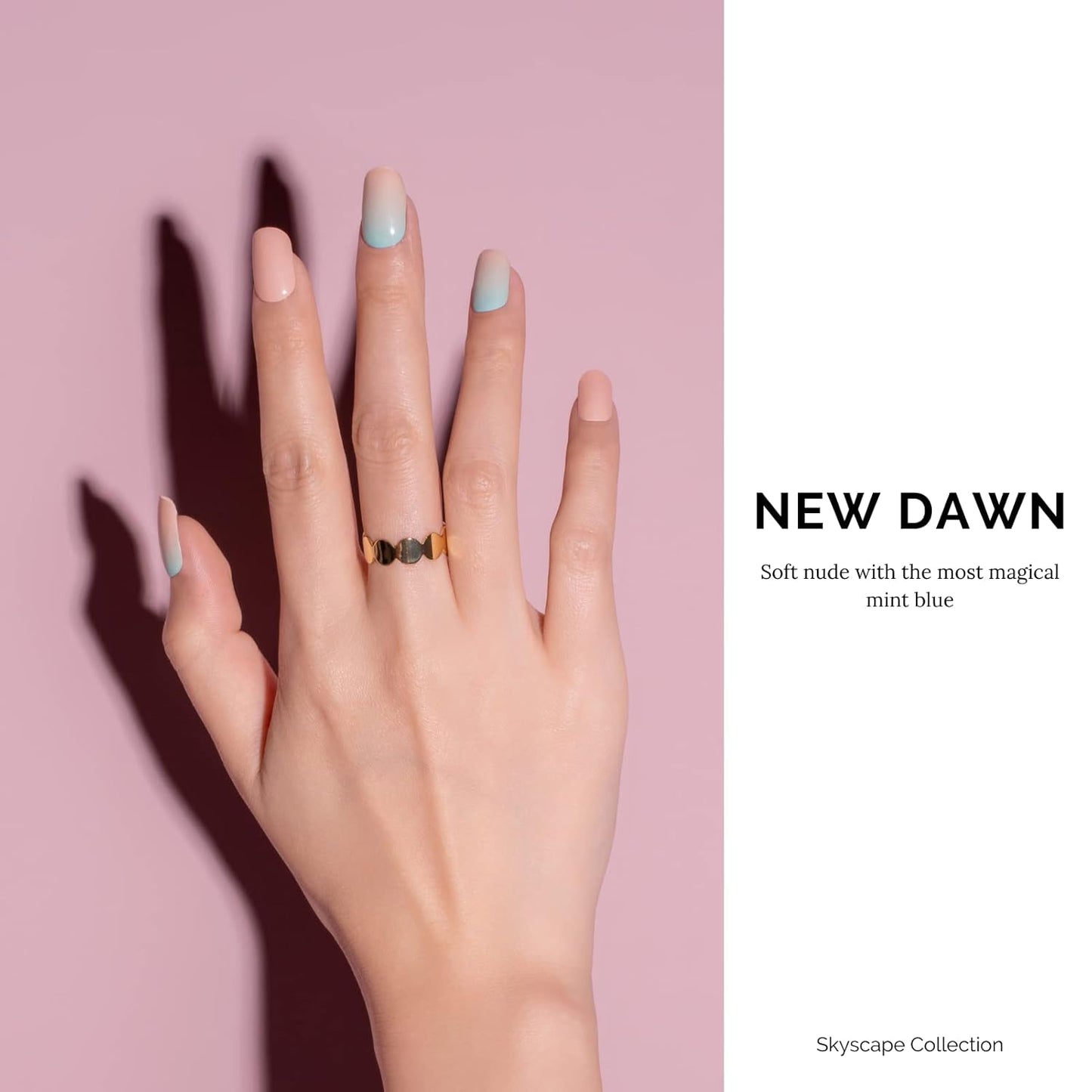 Nailog Semi Cured Gel Nail Strips 34 pcs | Long Lasting Nail Polish Sticker Wraps with Glossy Gel Finish | New Dawn