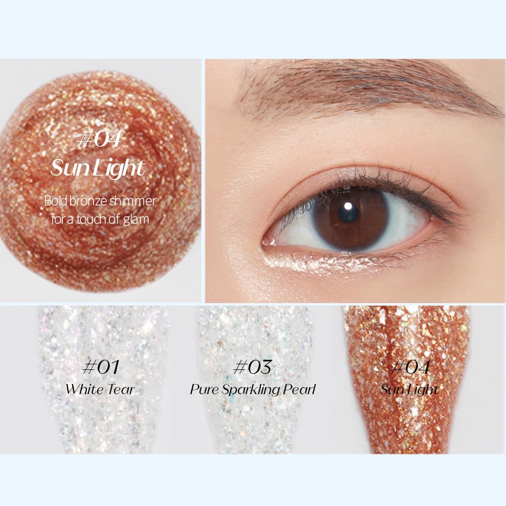 ETUDE Tear Drop Eye Liner #4 Sun Light (21AD) | Long-Lasting Liquid Glittering Eye Liner to Make