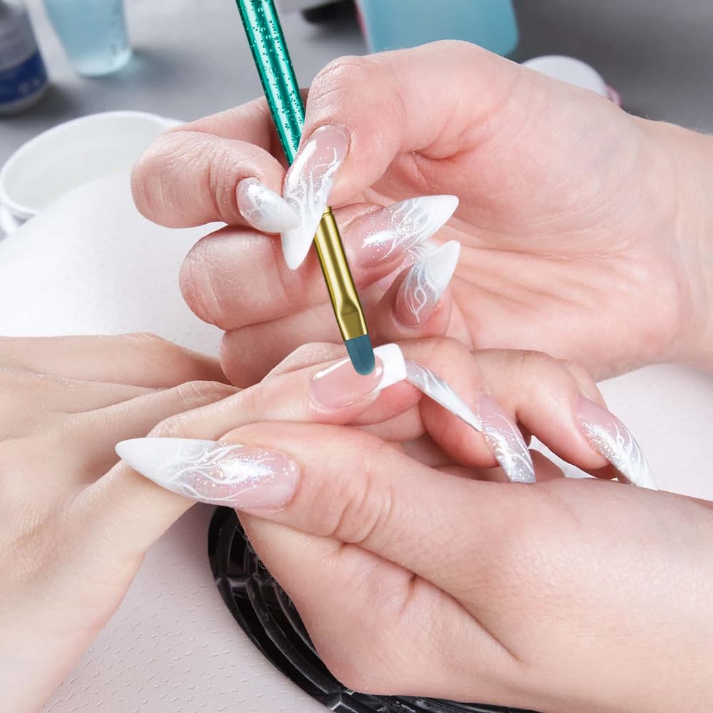 Nail Art Brushes Set, HECHUNZI 7PCS Nail Art Design Pen Painting Tools with Extension Gel Brush, Polish Brush, Builder Brush,Liner Brush, Carved Brush for Home DIY Salon Use