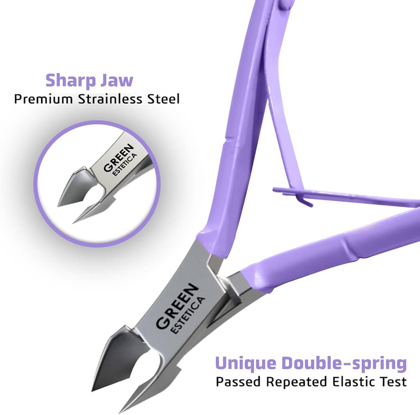 Professional Cuticle Trimmer with Cuticle Pusher Nail Cuticle Remover Nipper Silver Stainless Steel Sharp Blades Manicure Tools with Double Spring Nail Care Pedicure Nail Tools Home Spa (Purple)