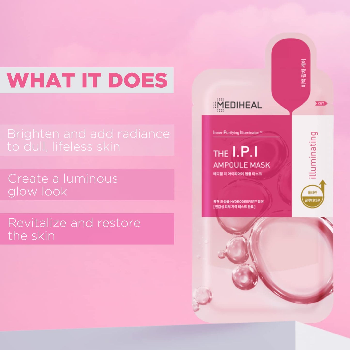 Mediheal Official Best No.1 Korean Sheet Mask - IPI Ampoule Face Mask 10 Sheets For Brightening