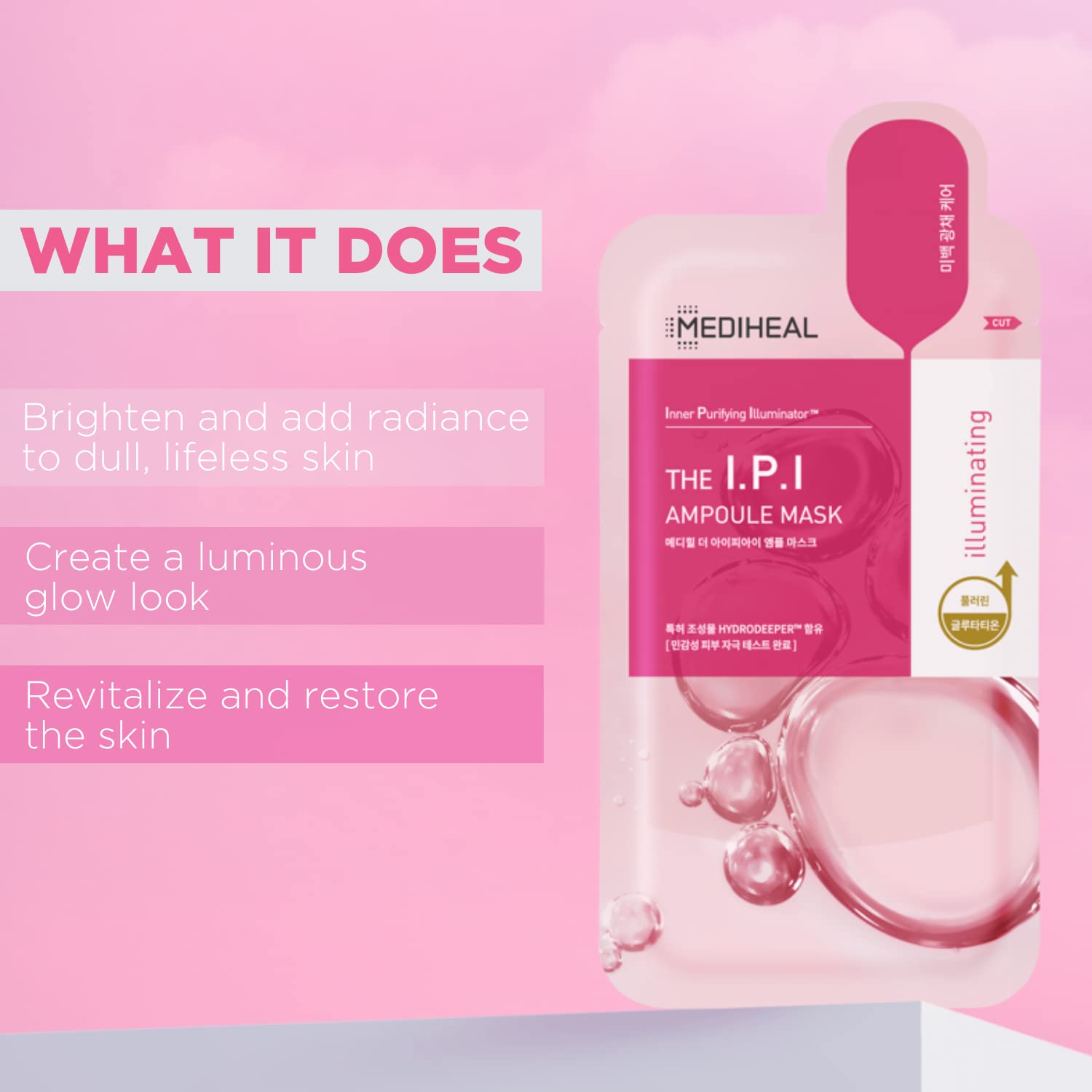 Mediheal Official Best No.1 Korean Sheet Mask - IPI Ampoule Face Mask 10 Sheets For Brightening