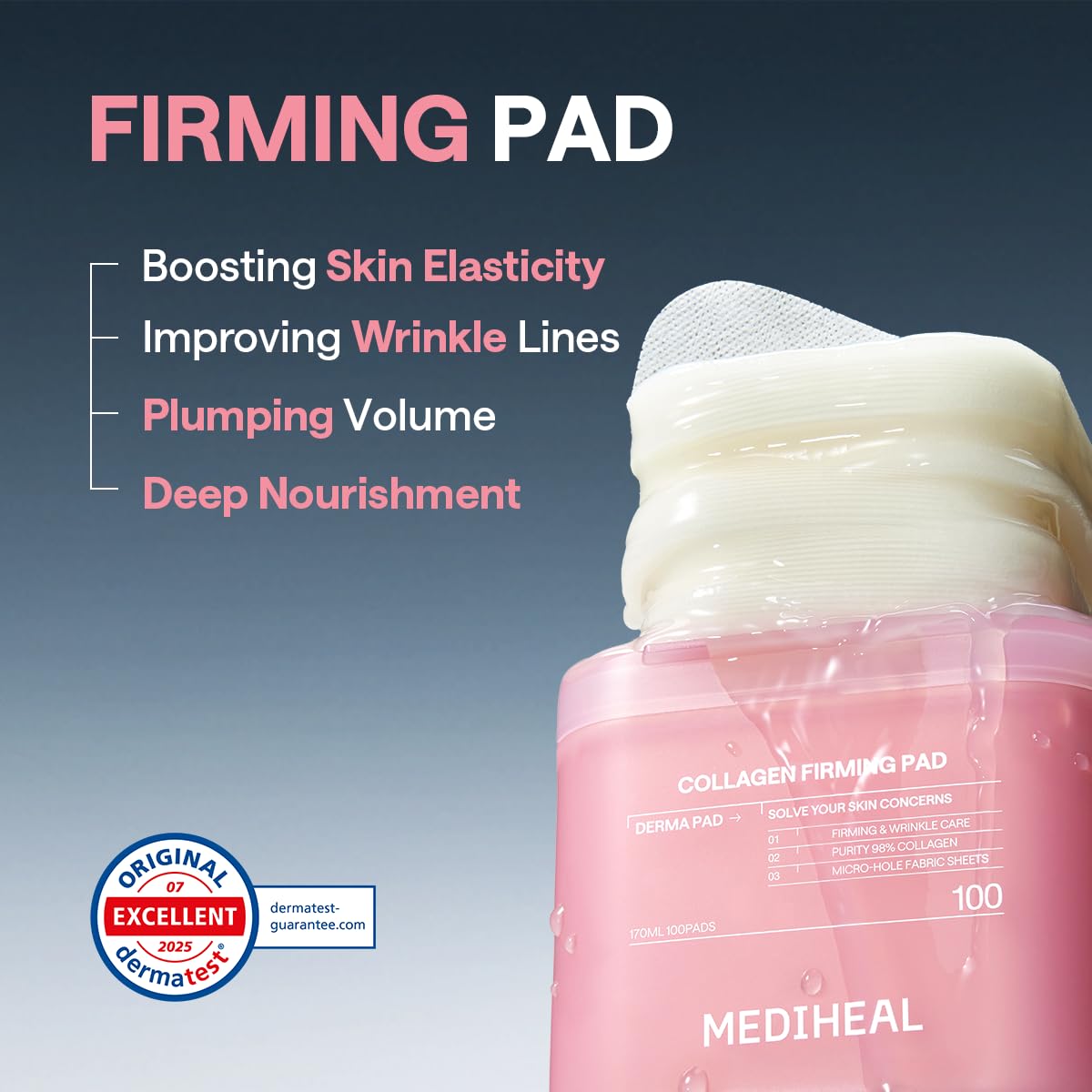 MEDIHEAL Retinol&Peptide Toner Pads, Skin Firming (100 Count)