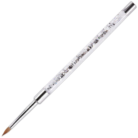 PANA 3D Kolinsky Nail Art Brush - Silver Glitter Handle, Size 5 - Acrylic Nail Art Sculpture Brush for Manicures Pedicure Salon Professional or Beginner