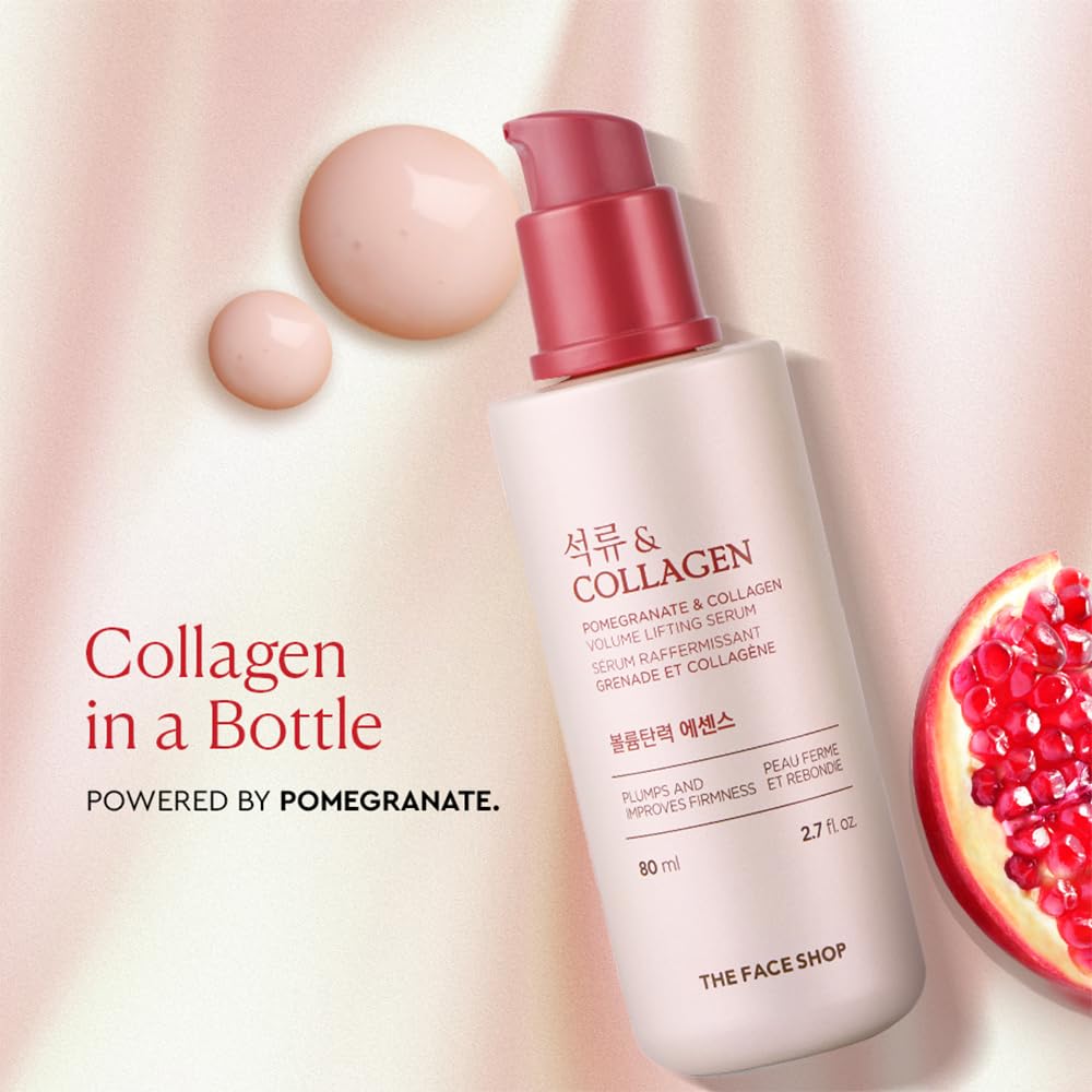 The Face Shop Pomegranate & Collagen Volume Lifting Serum - Helps Skin Look Firm & Supple - Reduces