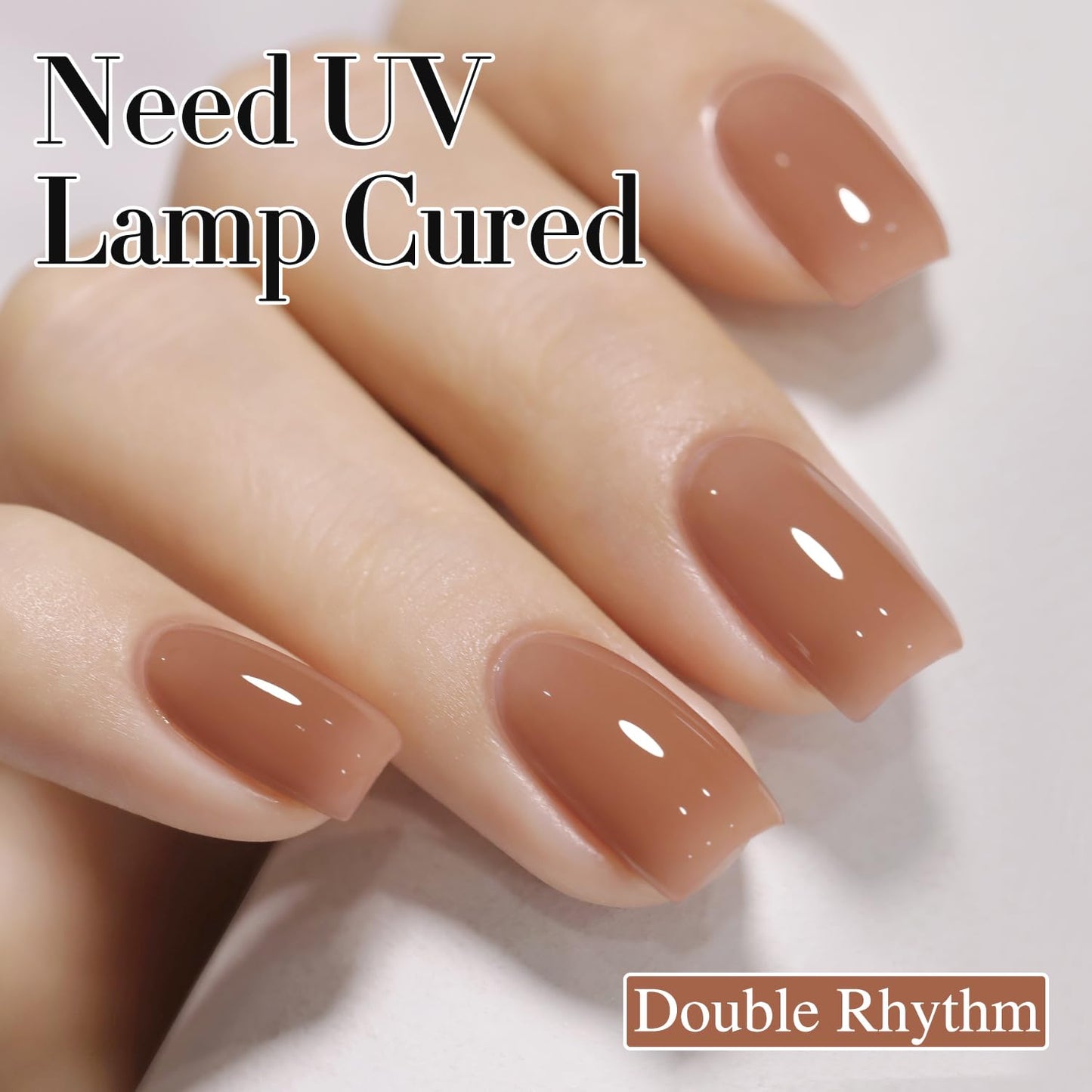 Double Rhythm 0.50 OZ Translucent Gel Polish Same Color Same Bottle Sheer Pastel Neutral Natural Milky 15 ML Jelly UV Nail Art DIY at Home (Light Brown-A1529)