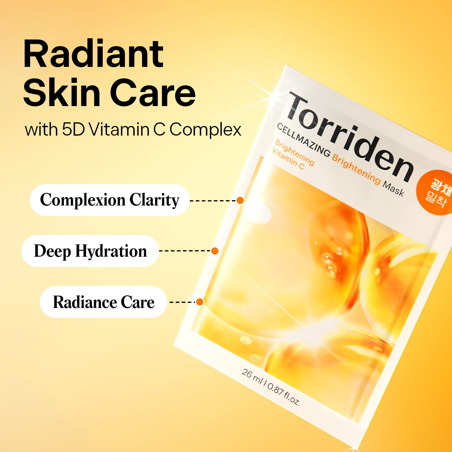 Torriden CELLMAZING Vita C Facial Mask (10 Sheets) | Radiance & Glow Boosting Korean Sheet Mask |