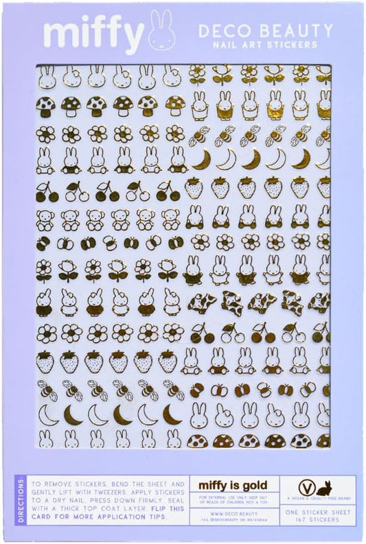 Miffy is Gold Nail Stickers - Lightweight & Easy-to-Apply Nail Art with Trendy Design - Durable &