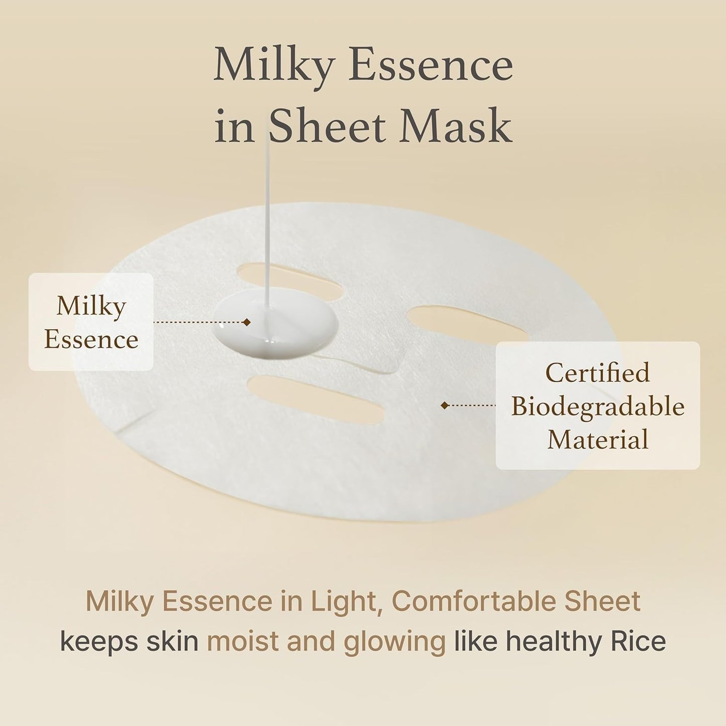 I'm from Rice Sheet Mask Pack of 5, Korean Rice Face Mask, Creamy Hydration for Dry, Combination