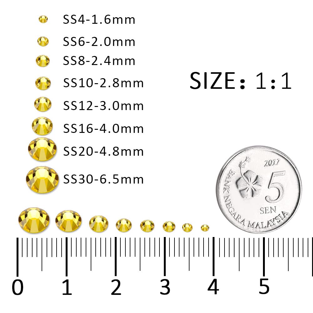 1440Pcs Lemon Yellow Crystal Rhinestones,Glass Flatback Rhinestones Gemstones Mini for Nail Face Makeup Art Crafts Clothes Decoration- (SS4, 1.6mm,Lemon Yellow)
