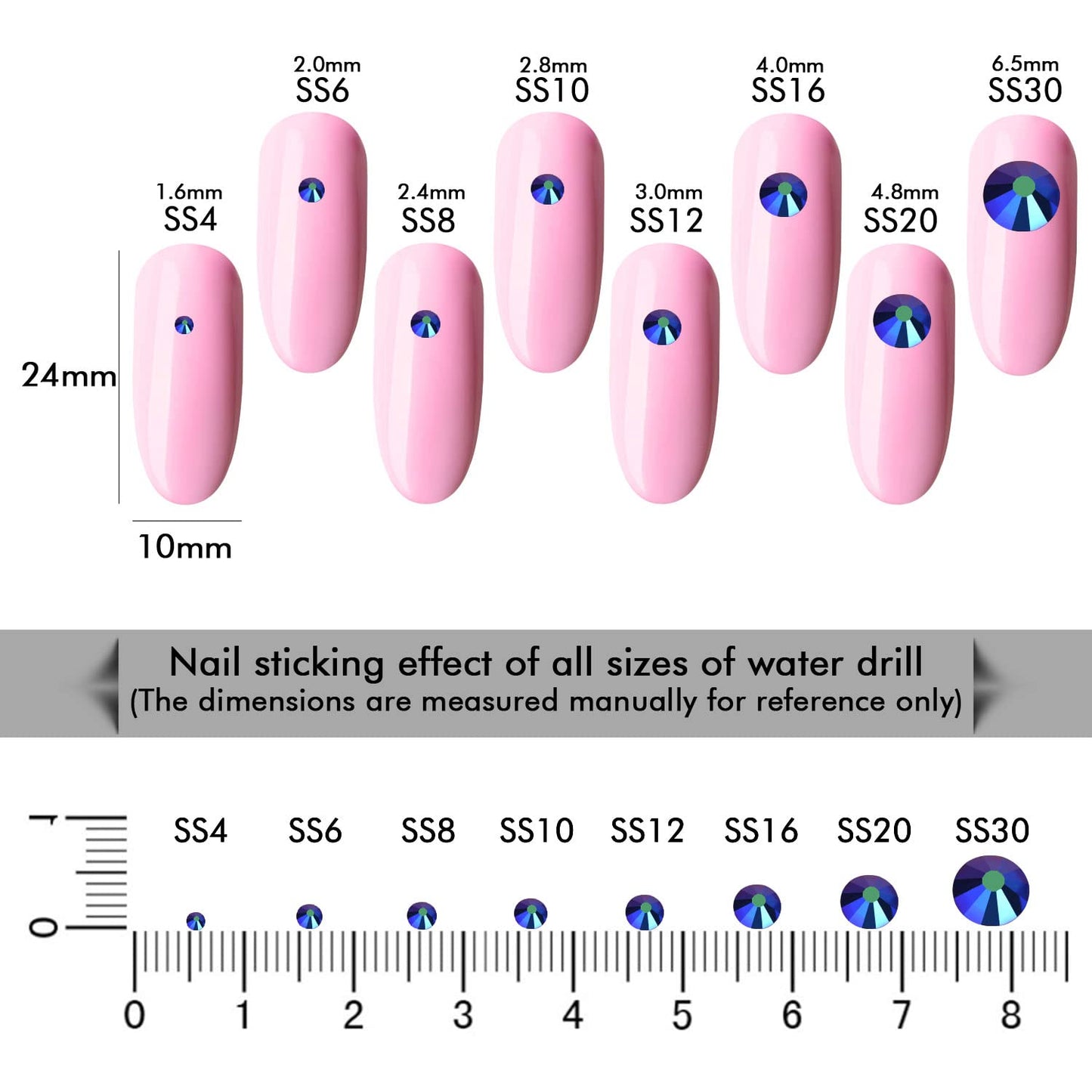 1440Pcs Jet Ab Crystal Rhinestones,Glass Flatback Rhinestones Gemstones for Nail Face Makeup Art Crafts Clothes Decoration -(SS20,4.8mm,Jet Ab)