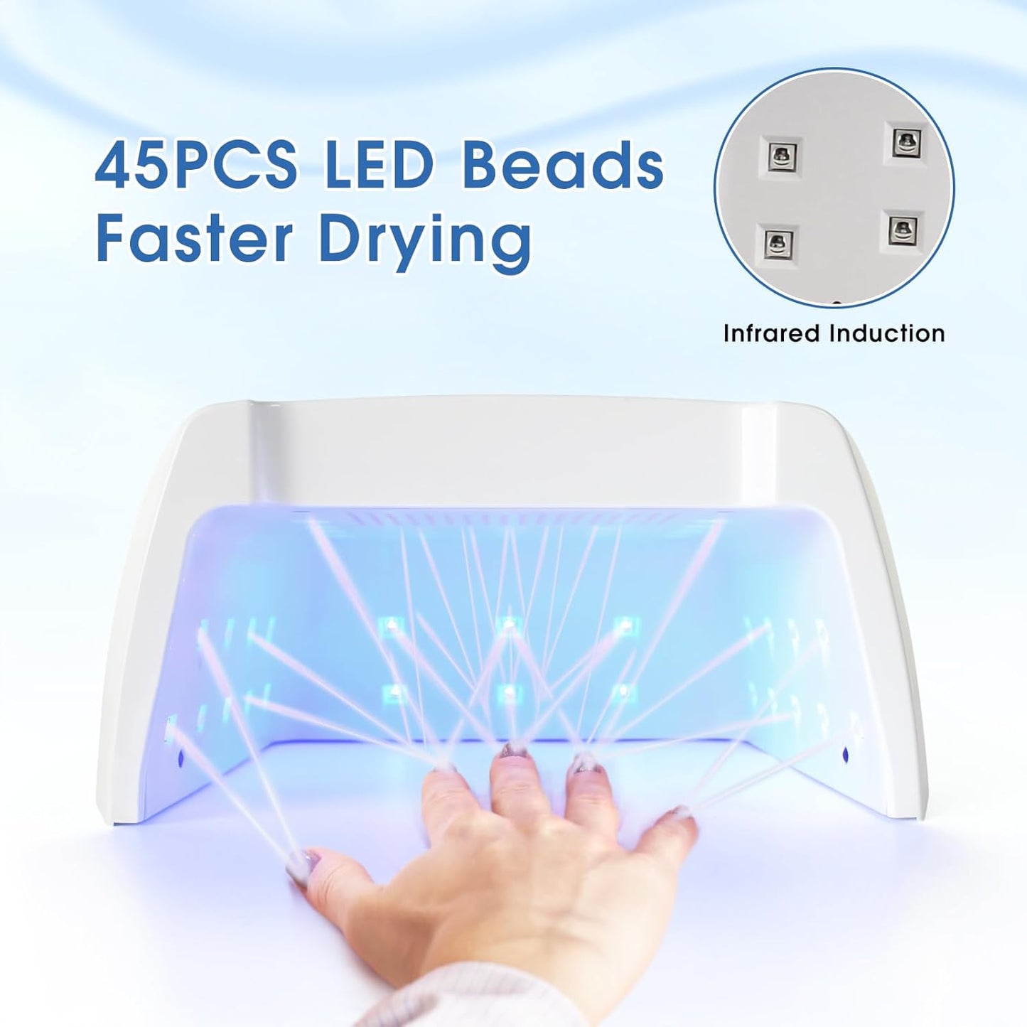 Cordless UV LED Nail Lamp, 96W Rechargeable Wireless Nail Lamp Nail Dryer Gel Polish UV Nail Light with 4 Timer Setting, Professional Quick Dry Nail Curing Lamp with Display Auto Sensor