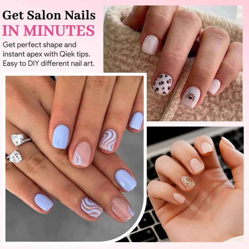 Extra Short Square Fake Nail Tips, 15 Sizes 240 PCS Clear French Half Matte Press On False Nail Tips Pre-shaped Full Cover Gel Nail Tips Extensions Long Lasting for DIY Beginners & Salon Manicure