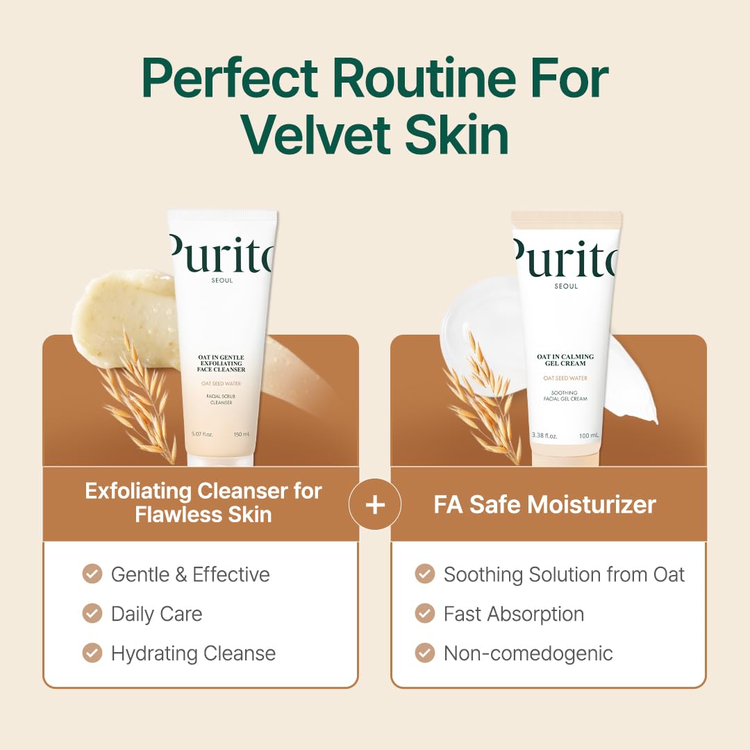 PURITO Oat Velvet Duo | Calming Oat Gel Cream And Facial Polish Set
