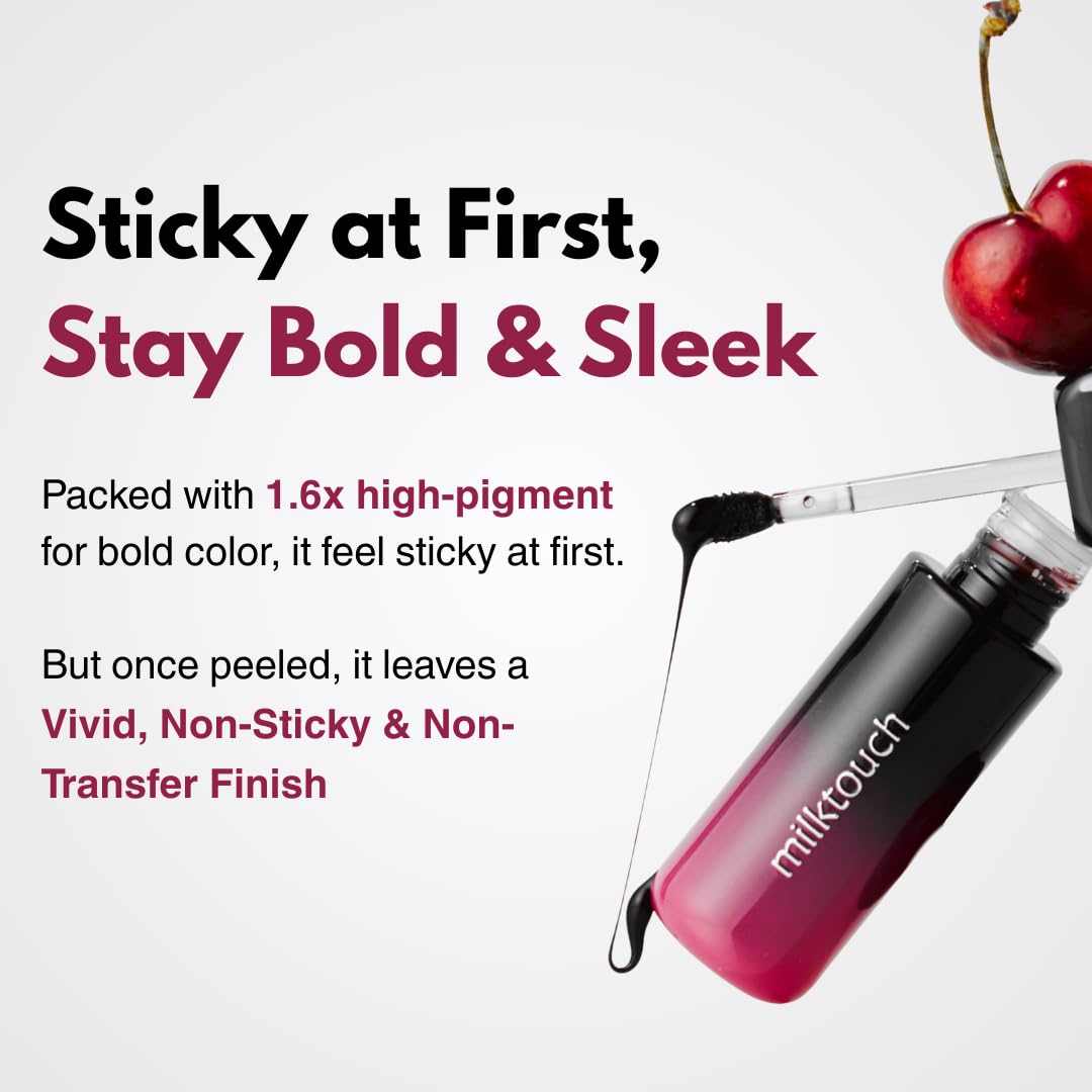 MILKTOUCH Black Peel Off Lip Tattoo - Long-Lasting Matte Lip, Waterproof & Transfer-Proof, Highly Pigmented, Stay-On-All-Day Lip Tint Stain (4.5g) #04 Black Apricot