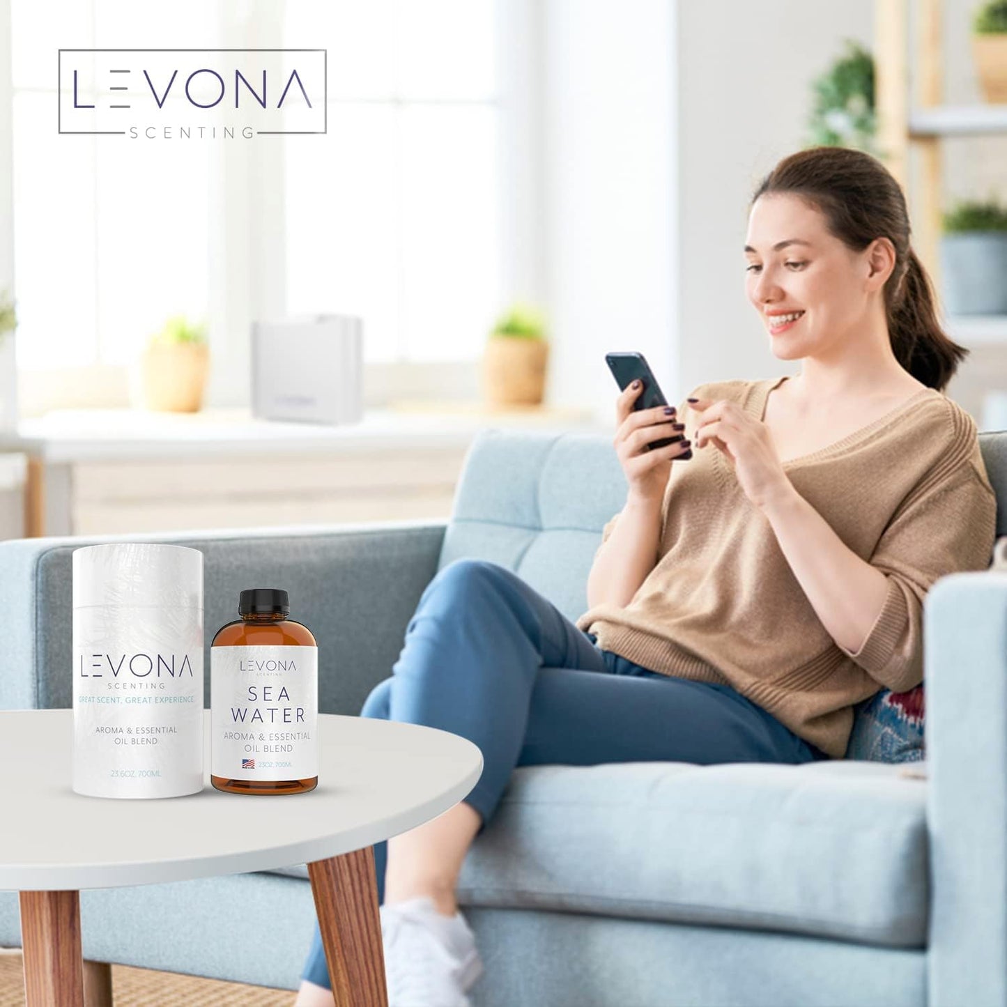 Levona Scent Sea Water Essential Oils for Diffuser for Home - Hotel and Home Luxury Scents - Fragrance Oil - Diffuser Oils Scents - Oil Diffuser Essential Oils for Humidifiers - 700Ml Aroma Oil Blend