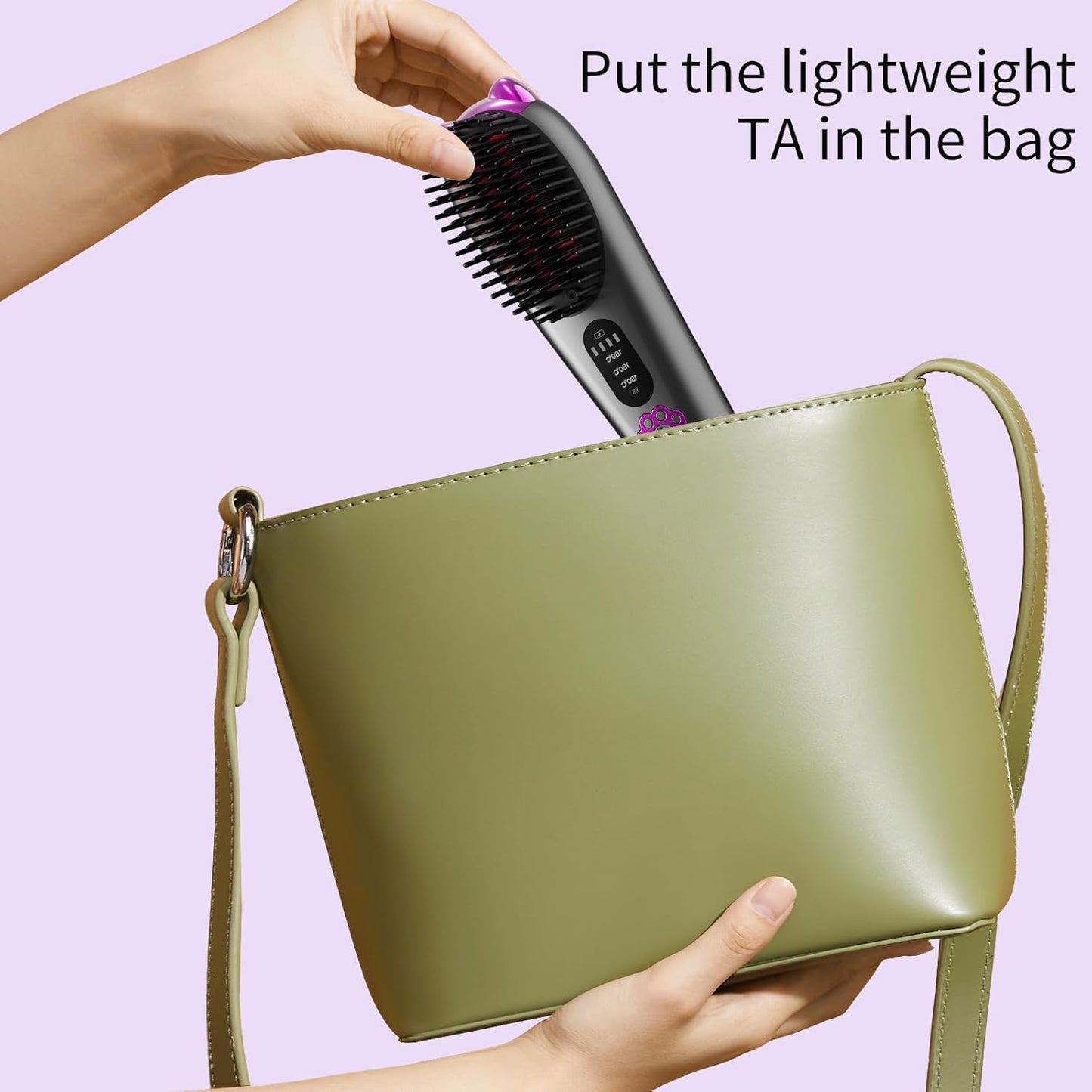 Cordless Hair Straightener,Portable Hair Straightening Brush for Travel, Mini Hot Straightening Comb for Women,Anti-Scald, LED Display & Fast Heating,6000mAh