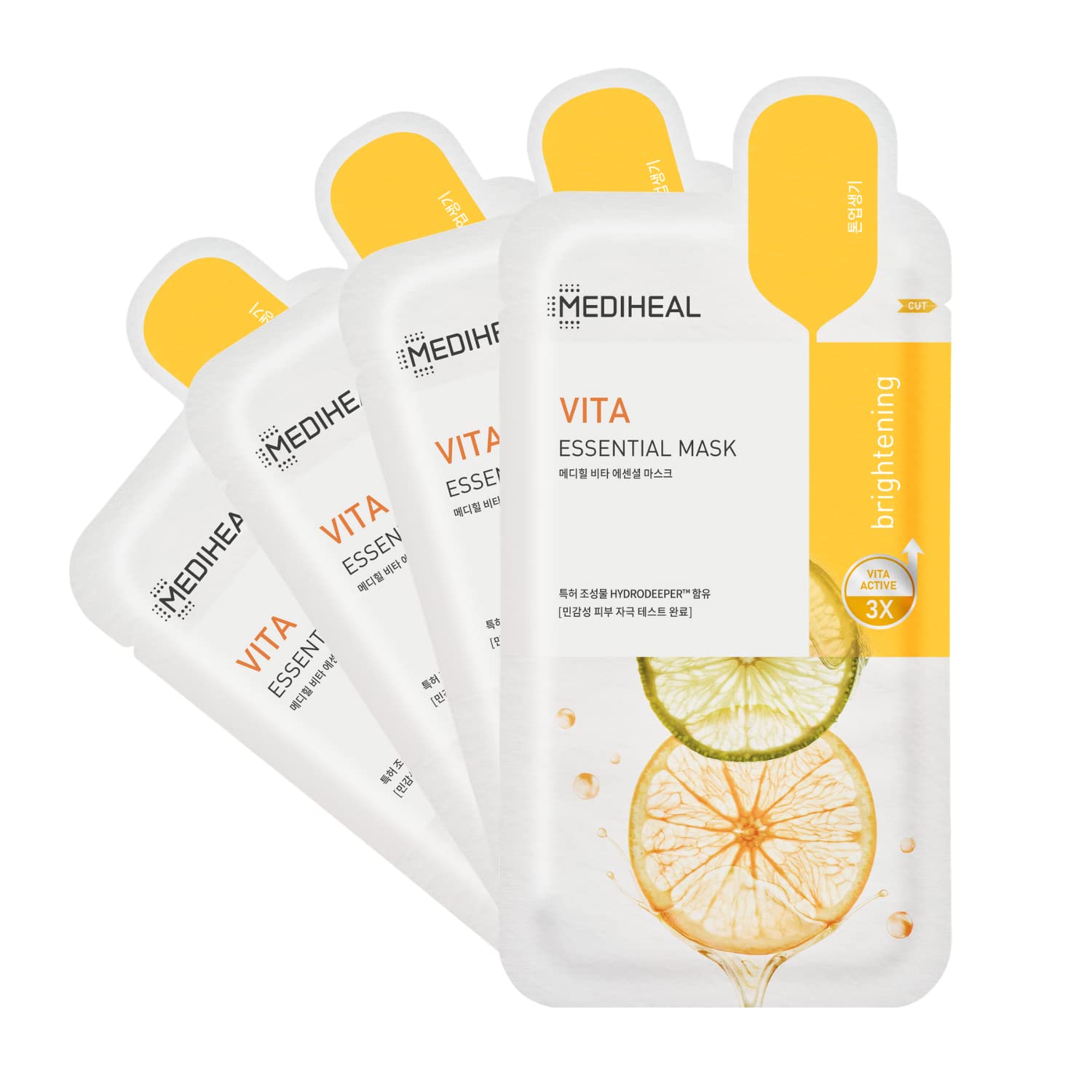 Mediheal Best Korean Sheet Mask - Vita Essential Face Mask 4 Sheets Vitamin Mask For All skin types