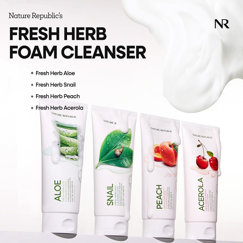 Nature Republic Fresh Herb snail cleansing foam | Hydration & Moisturizing daily Makeup Remover