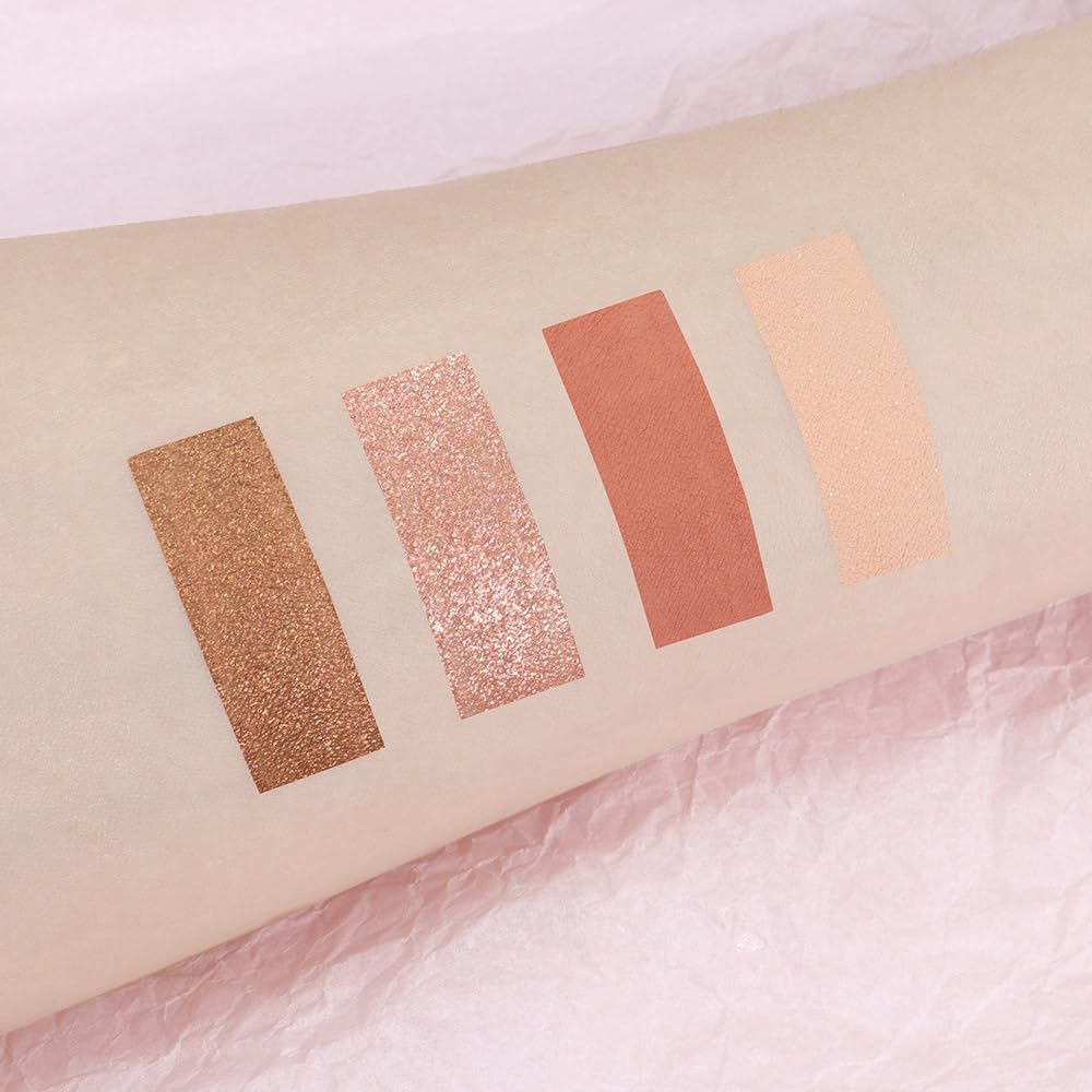 4 Colors Matte Shimmer Eyeshadow Makeup Palette,Rose Gold Champagne Nude Natural Neutral Eye Shadow Palette,Long Lasting Waterproof Naturing-Looking Women Girls Eye Shadow