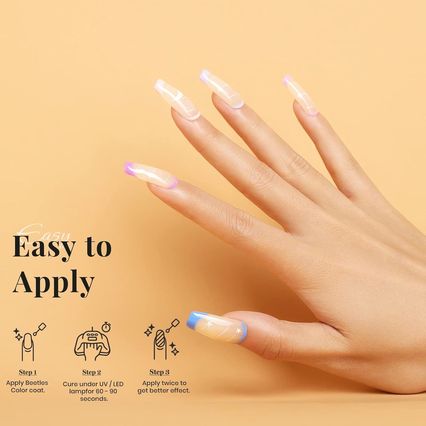 Beetles Nude Gel Polish, 15ml Jelly Neutral Nude Gel Nail Polish Set Translucent Effect Nail Concealer Soak Off UV Spring Summer French Nail Art Design Gift for Women