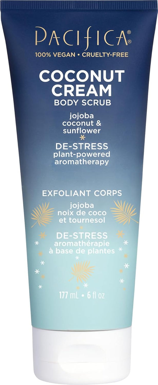 Pacifica Coconut Cream Body Scrub, Gently Exfoliates & Polishes Dead Skin, For All Skin Types, Ven & Cruelty-Free, 6 Fl Oz