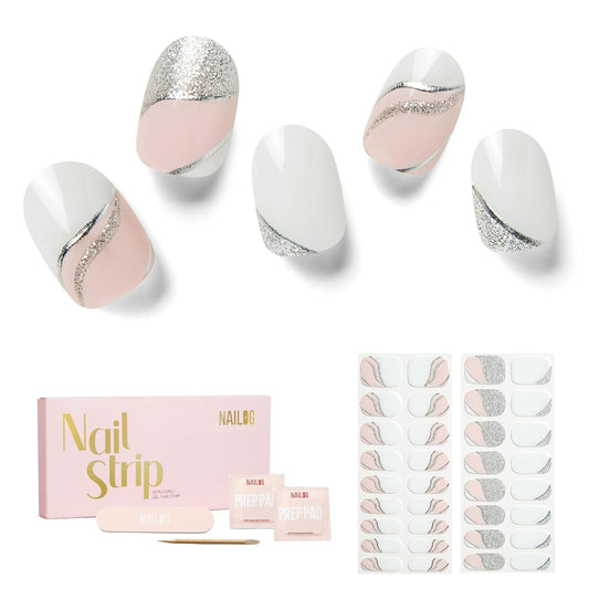 NAILOG Semi Cured Gel Nail Strips 34 pcs| Buy 2 Get 1 UV Lamp | Long Lasting Nail Polish Sticker