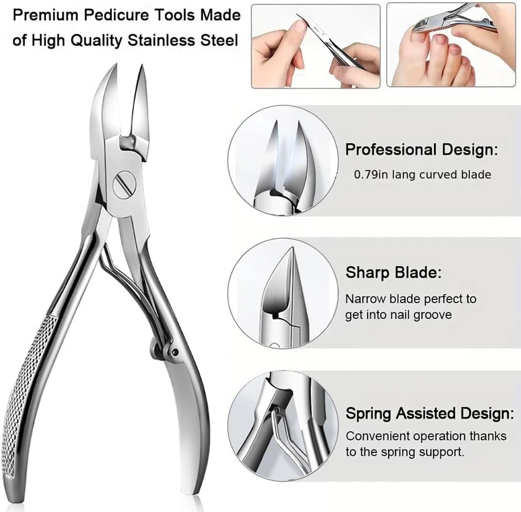 Podiatrist Nail Clippers, Professional Thick & Ingrown Toenail Clippers for Men & Seniors,Pedicure Clippers Toenail Cutters, Super Sharp Curved Blade Grooming Tool