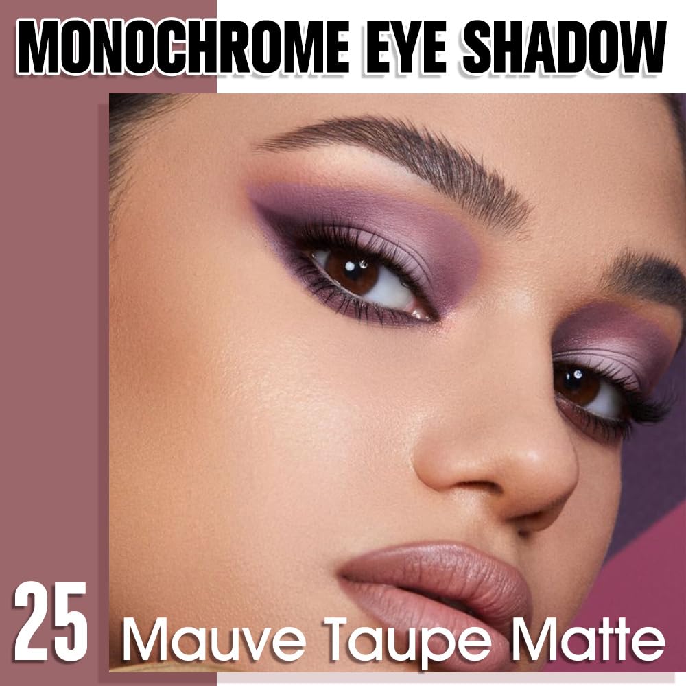 Mauve Taupe Matte Eyeshadow Palette for Women, Single Monochrome Eye Shadow Makeup, Shiny Pressed Powder, Blendable Natural sombras para ojos, Holographic,Vegan,Travel -25