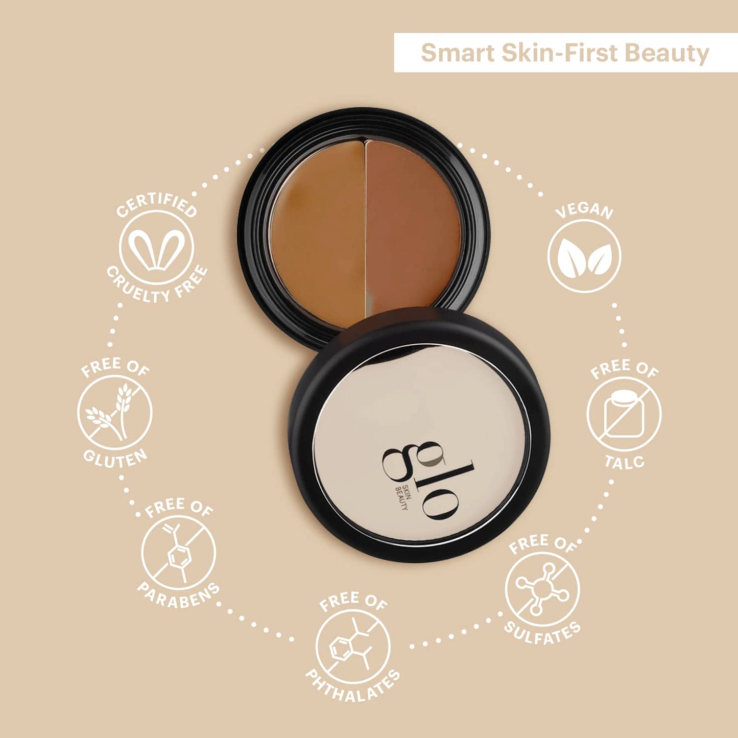 Glo Skin Beauty Under Eye Concealer Makeup with Duo Shades for Custom Blending - Corrects & Conceals Dark Circles & Redness - Buildable Longwearing Coverage (Tawny)