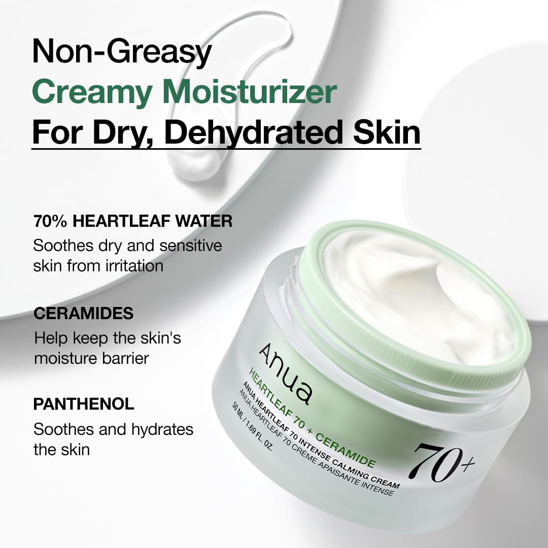 Anua Heartleaf 70 Intense Calming Cream with Ceramide, 1.69 fl.oz