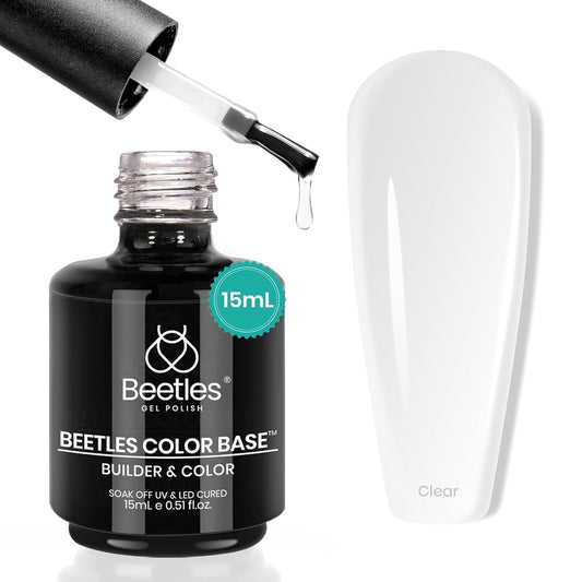 Beetles 15ml Rubber Base Builder Nail Gel - Clear Color Base for Nails Strengthening, Thickening