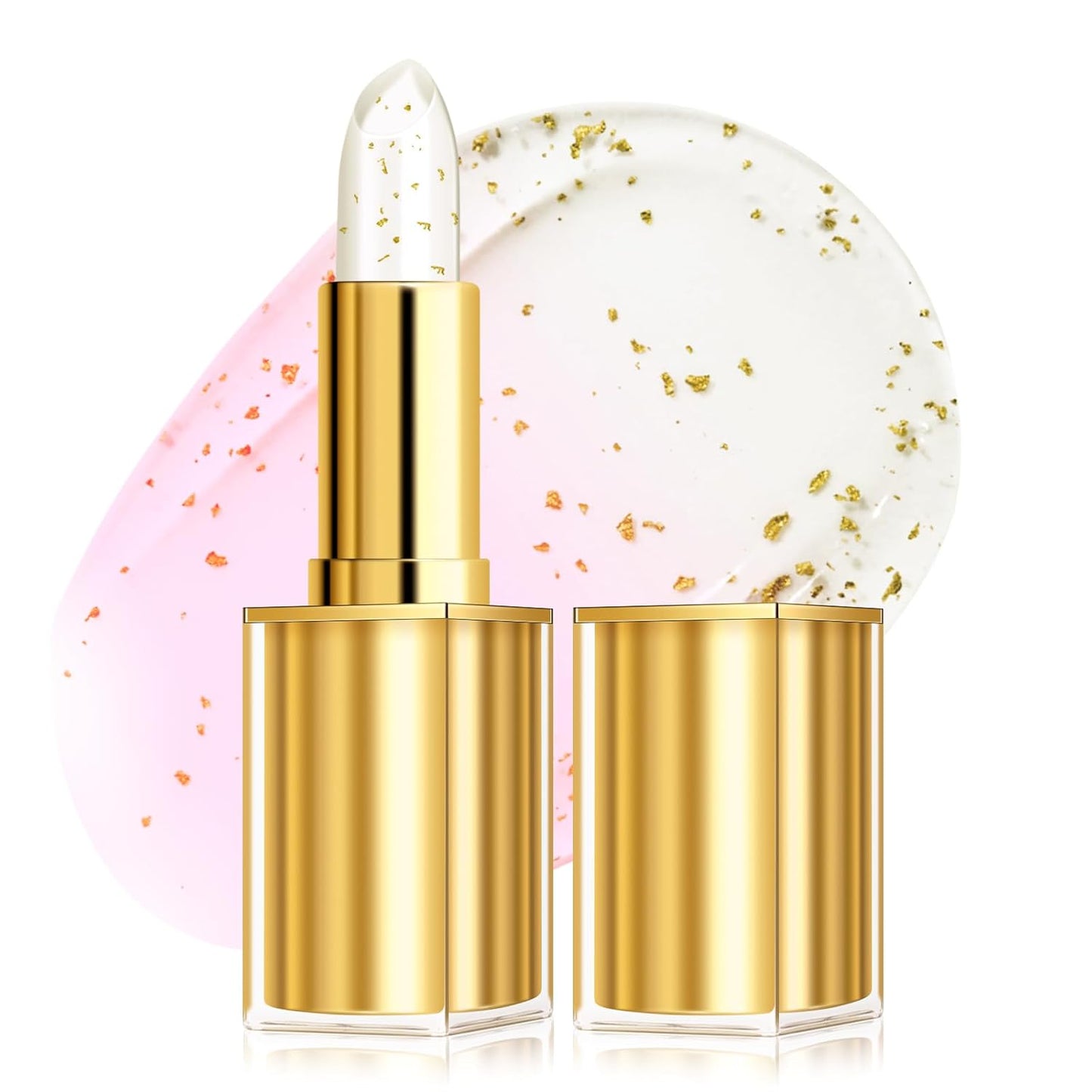 KYDA Transferproof Color Changing Lipstick with Gold Flakes, Changes from Clear to Sheer Pink, Moisturizing Tinted Lip Balm, Deep Nourishment, PH Changing Lipstick, Glossy Shine Lip Balm
